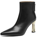Handmade Genuine Leather Pointed Toe High Heels Chic Design Concise Shoe Dress Warm Wedding Ankle Boots 34-40