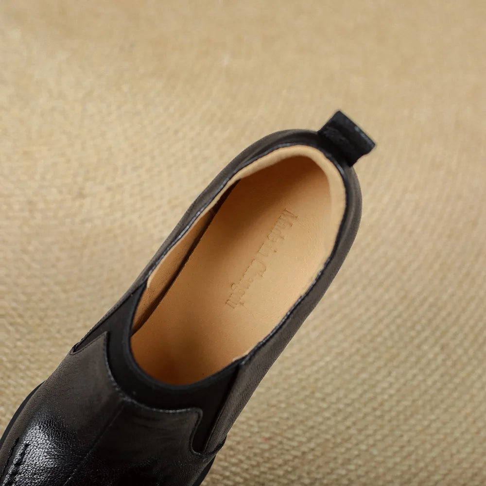 Handmade Genuine Leather Pointed Toe High Heels Shoes Dress Office Lady Casual Retro Concise Women Pumps 33-40