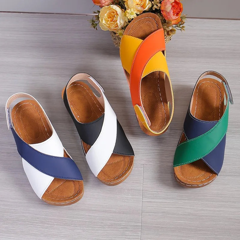 Sandalias De Mujer Summer Patchwork Color Wedge Sandals for Women Comfortable