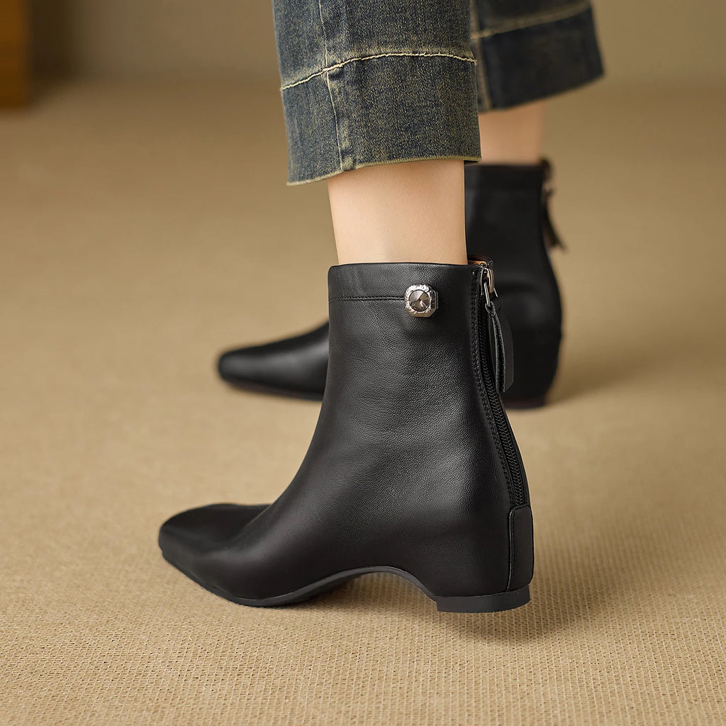 Handmade Women Genuine Leather Invisible high heels Ankle Boot Luxury Minimalist Autumn Winter Cross-Border 34-40