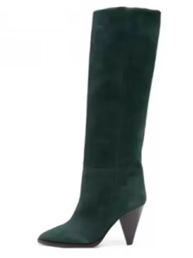 2026 European and American New Pointed Women's Short Boots with Conical High Heels Fashion 34-45 Size Large Women's Long Boots