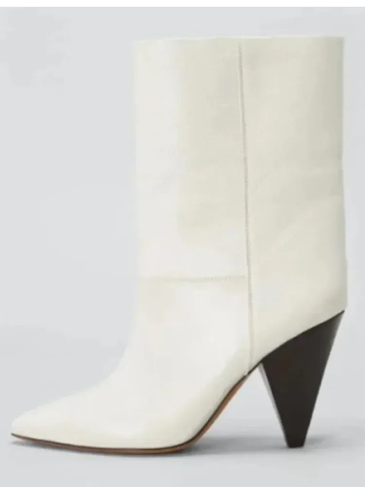 2026 European and American New Pointed Women's Short Boots with Conical High Heels Fashion 34-45 Size Large Women's Long Boots