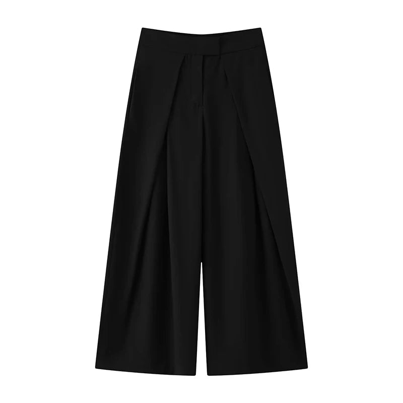 New Arrival Baggy Pleated Long Pants For Women Oversize High Waist Wide Leg Trouser Elegant Office Lady Chic Street Suit Pants