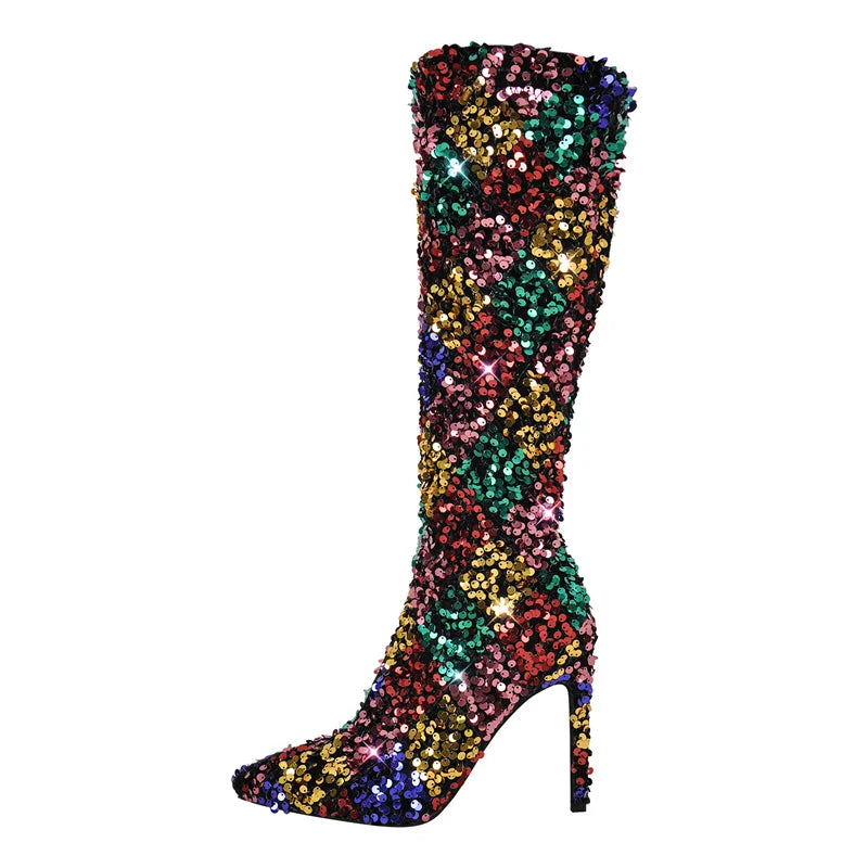 Winter Fashion Warm Short Flock Trouser Tube Boots Pointed Toe Matte PU Stiletto High Heel Boots