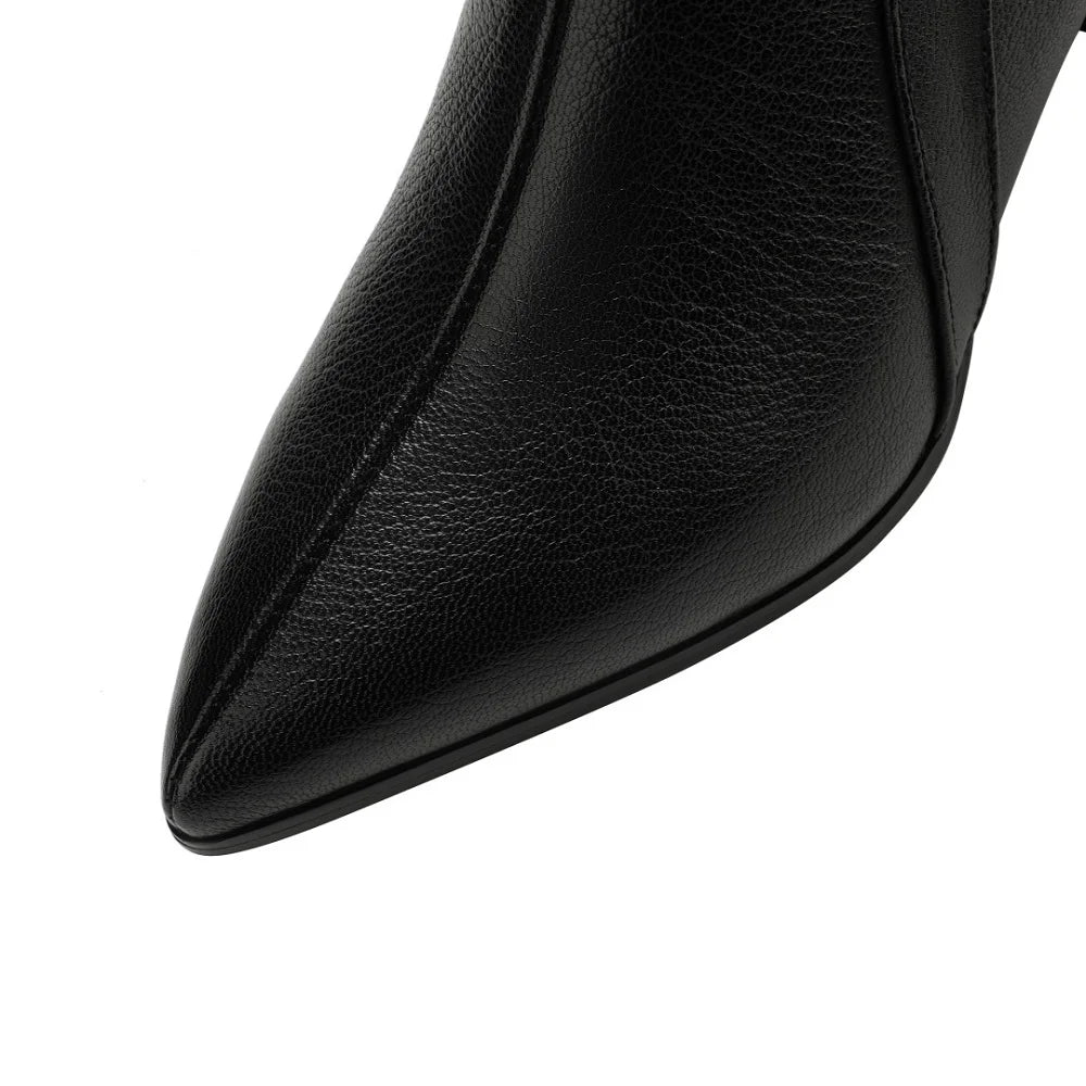 New Autumn Winter Handmade Genuine Leather Soft and comfortable Boots Pointed Toe Flower High Heel Short 33-41