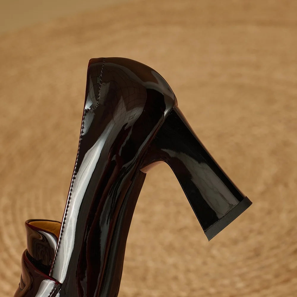 Women Handmade Genuine Leather Soft comfortable Pointed-Toe High-Heel Shoes Solid-Colour Style Extra-Tall 33-40