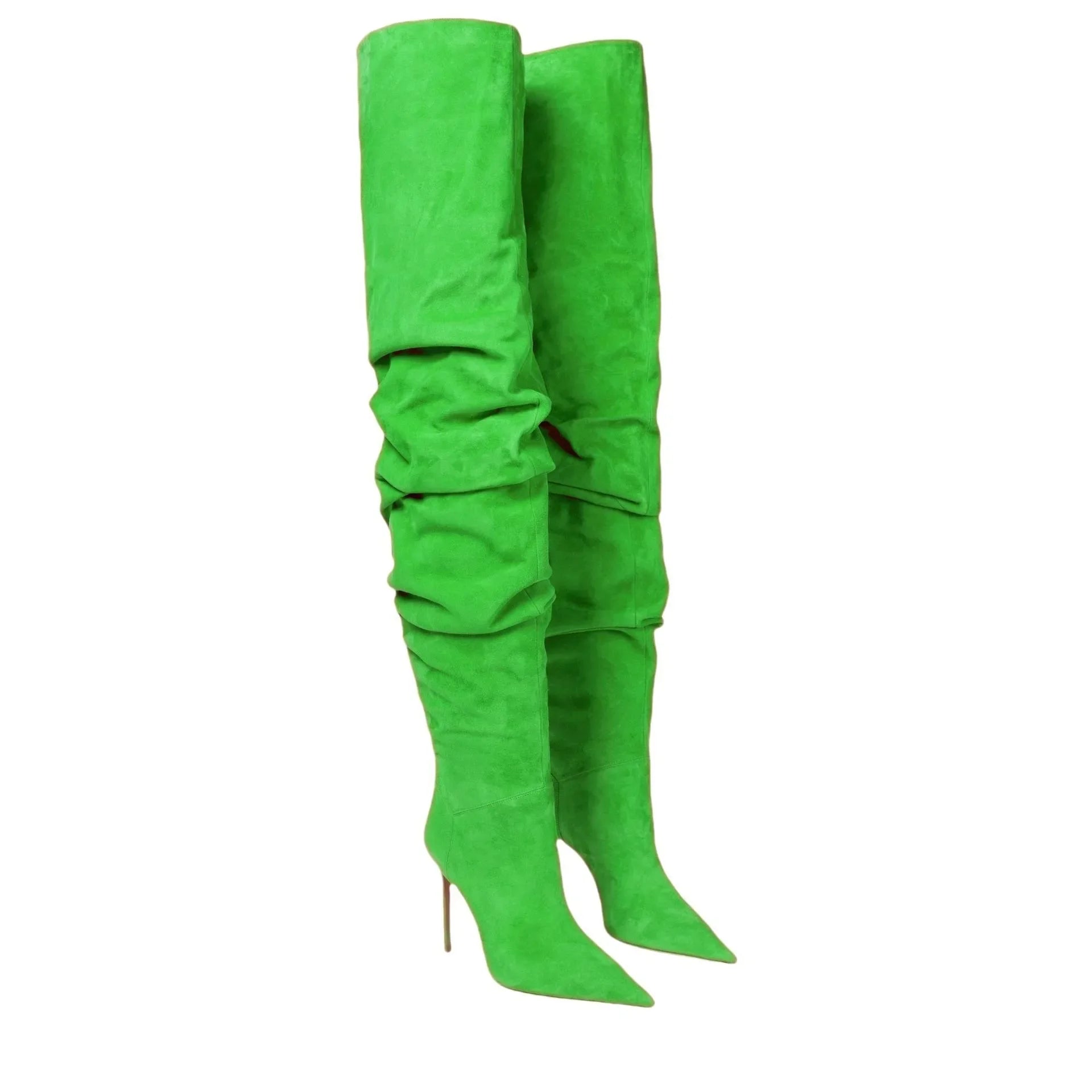 Fashion Pointed High Heels Thigh Boots Autumn and Winter Sexy Over The Knee Suede Women's Pile Boots