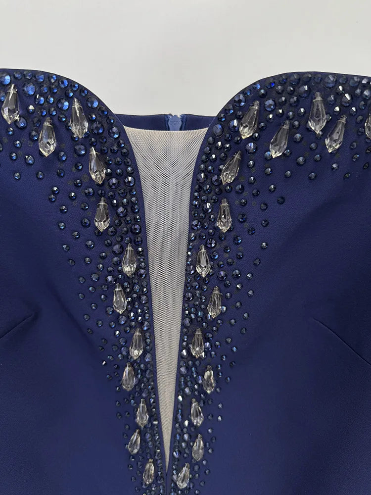 STREET Newest 2026 Designer Vestido Women's Diamonds Beaded Slash Neck Off The Shoulders Long Maxi Dress