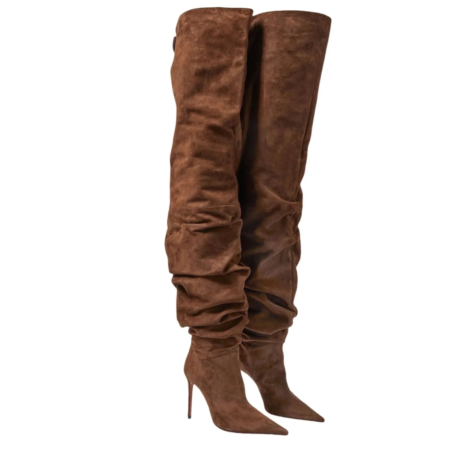 Fashion Pointed High Heels Thigh Boots Autumn and Winter Sexy Over The Knee Suede Women's Pile Boots