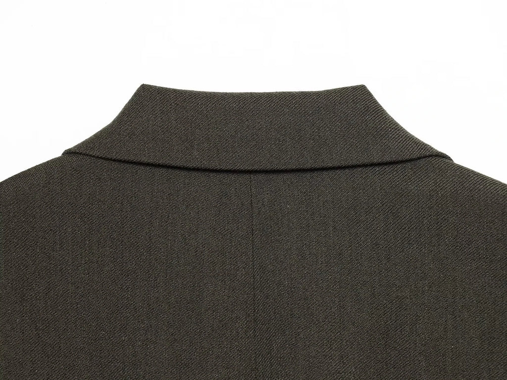 2025 autumn and winter new retro high-end gray green small suit silhouette loose casual temperament suit jacket