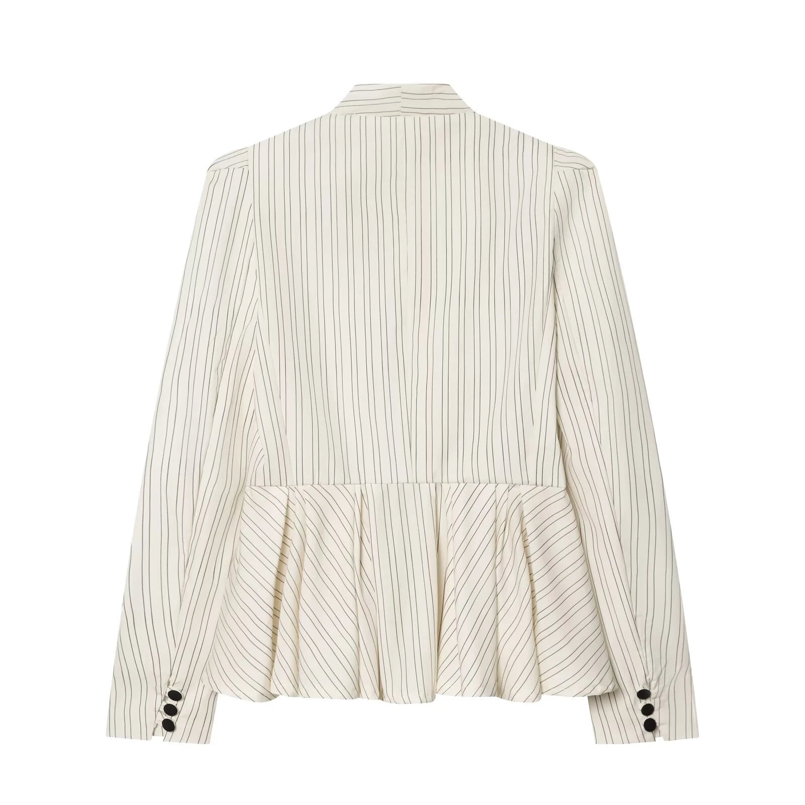 European and American style women's clothing new long sleeved striped short skirt hem suit jacket