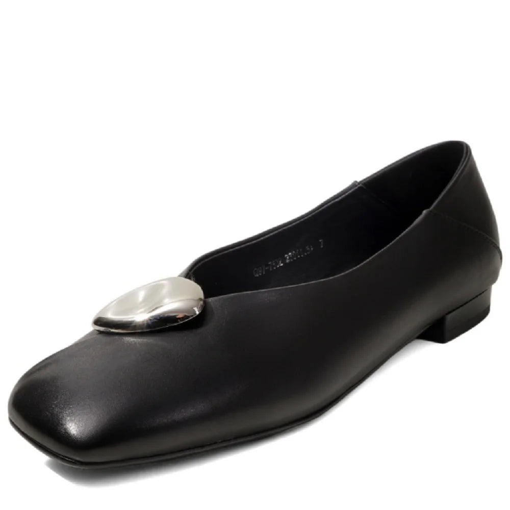 Handmade Genuine Leather Metal Low Hells Bottom Single Shoes for Women Spring Wedding New Soft Bottom Ultra Shoes