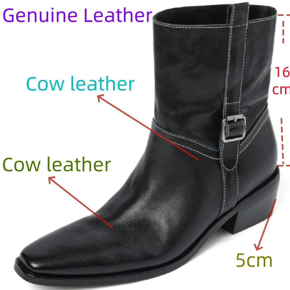 Handmade Genuine Leather Soft comfortable Ankle Boots Women New High Quality Square Mid Heel Boots Shoes 34-40
