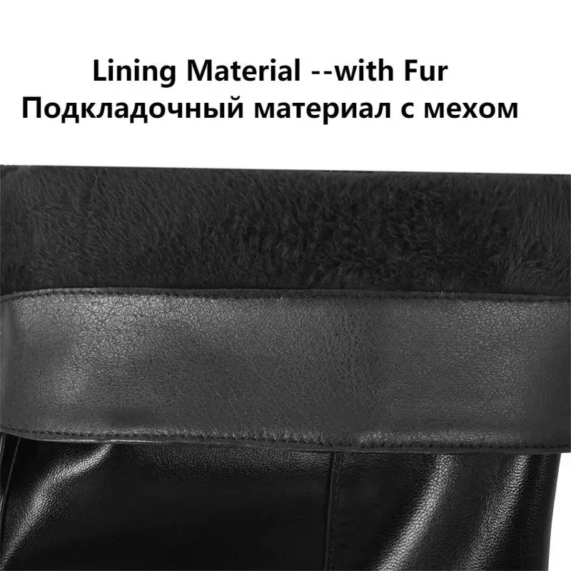 Onlymaker Women Black Matte Knee High Boots High Heeled Winter Warm Woman Fashion Snow  Motorcycle Boots