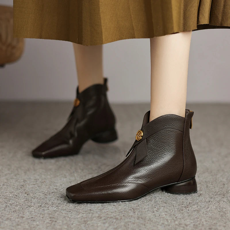 Women's sheepskin bowtie decoration back zip flats autumn ankle boots high quality soft comfortable casual 34-41