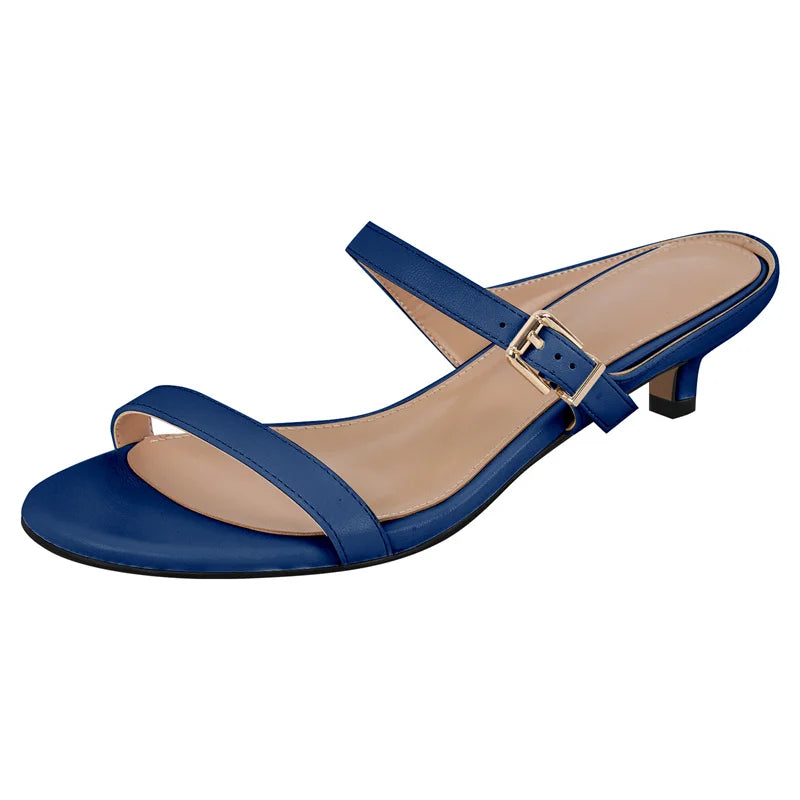 Women Open Toe Leopard kitten-heel Sandals Slip On Summer Sandals