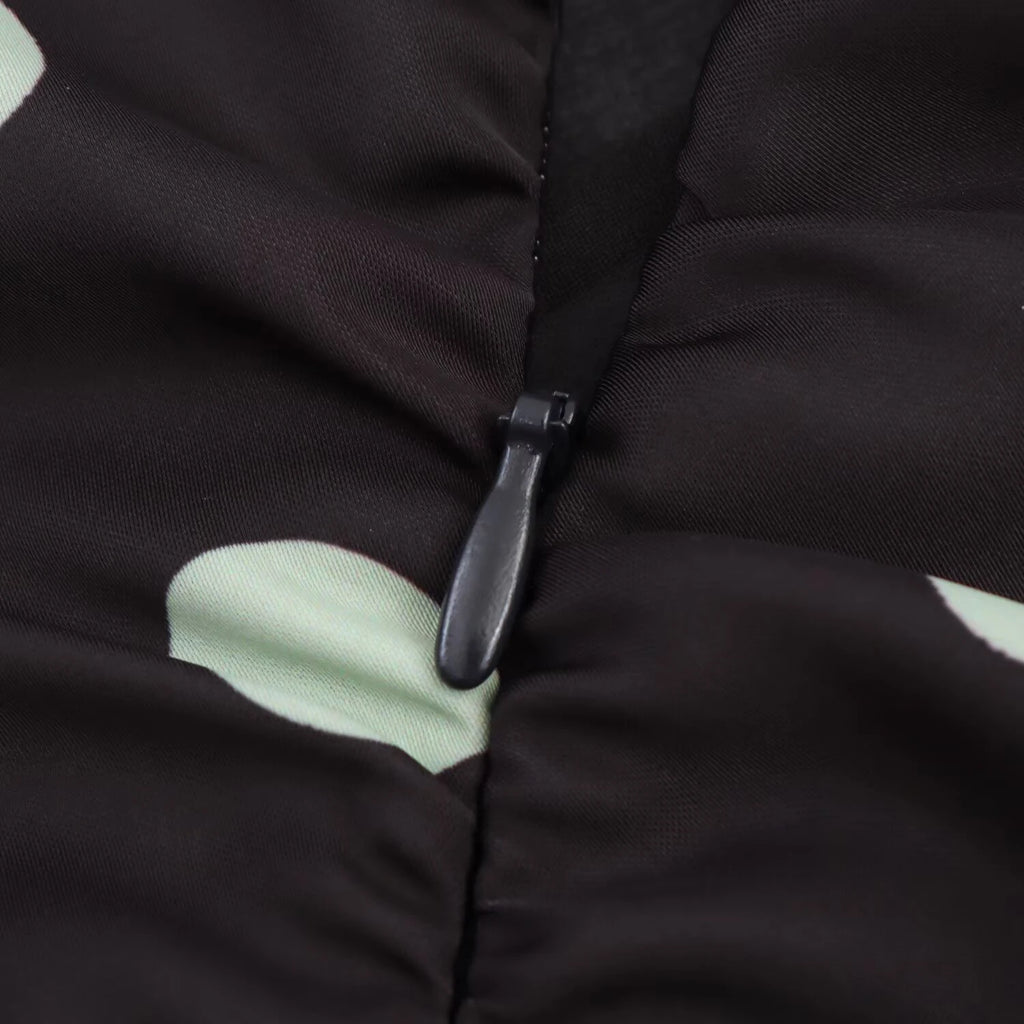 2026 Autumn New Romantic Vacation Storm Point Printed Neck Hanging Collar Bareback Sleeveless Dress