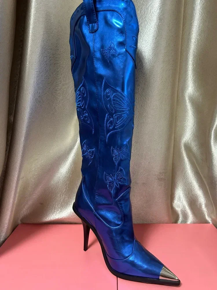 2026 New Fashion Knee Long Pointed Women's Boots Thin High Heel Fashion Show Brand Mid Sleeve Women's Boots