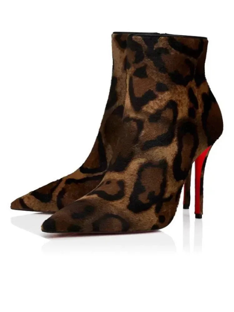 Women's New Slim Fit High-heeled Short Boots, Spring and Autumn Fashion Pointed Side Zipper Size 34-46, Knee High Women's Boots