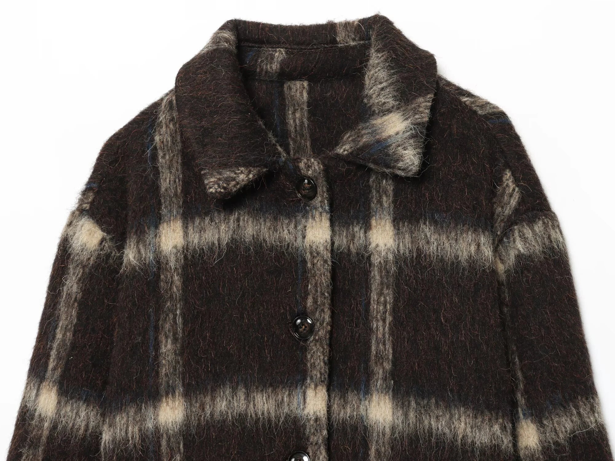 2025 Autumn New Product Women's Clothing High end Retro Lazy Style Pocket Hairy Plaid Jacket Jacket