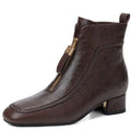 New Women Handmade Genuine Leather Soft and comfortable Square Toe Chunky Heel Shoes Modern Ankle Boots