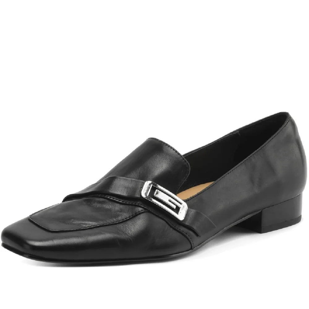 women Handmade Genuine Leather thick med heel Square toe elegant ladies style daily slim dress shoes 34-41