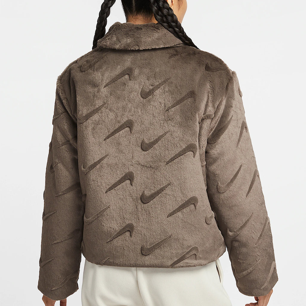 Nike Official Authentic Fall New Women's Loose Faux Fur Collar Jacket FV8020-004