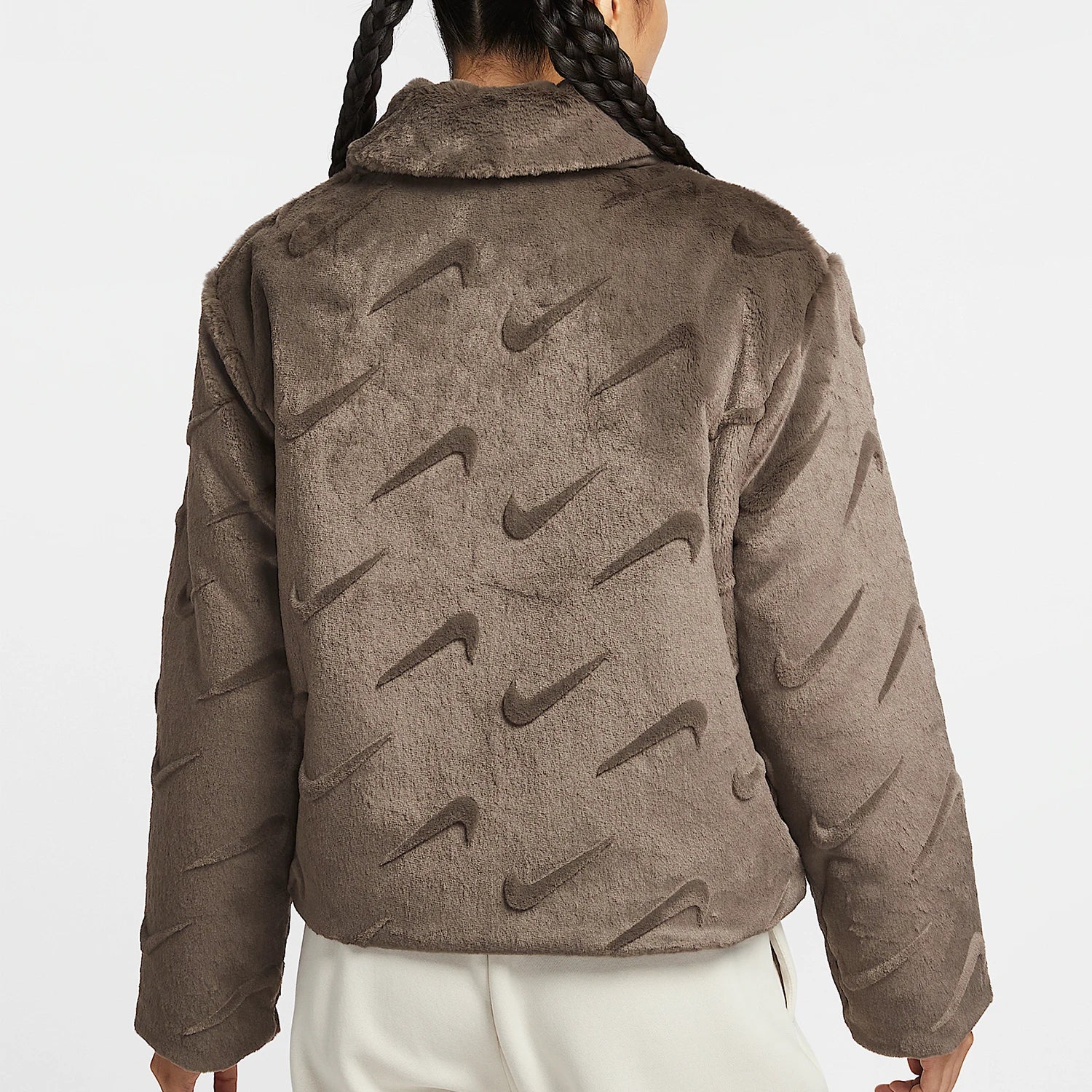 Nike Official Authentic Fall New Women's Loose Faux Fur Collar Jacket FV8020-004