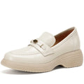 Women's Handmade sheepskin round toe metal buckle loafers high quality soft comfortable thick smoccasins 34-40