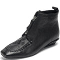 Women Handmade Genuine Leather Mid Heel Modern Soft and comfortable Ankle Boots Daily Shoes Zipper Boots 34-40