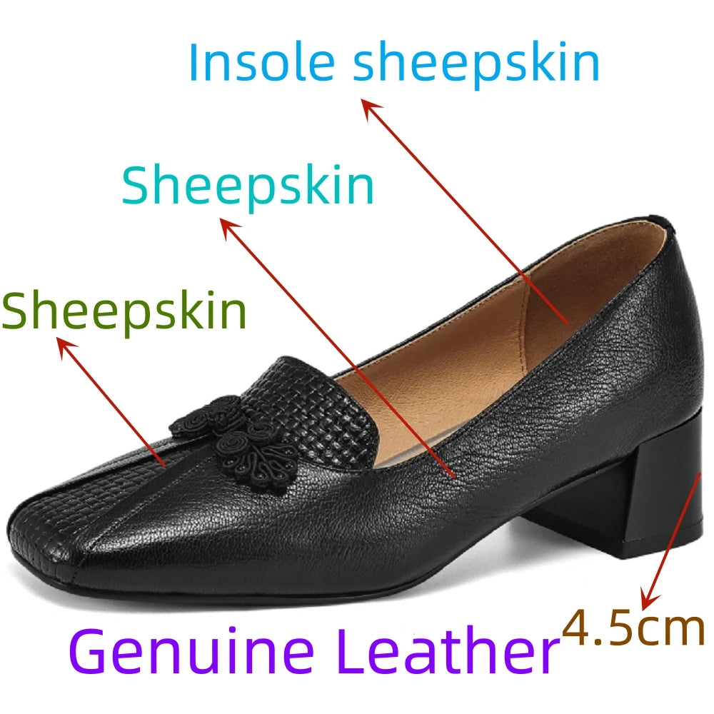 Women Brand Handmade Genuine Leather Fashion Sweet Comfort High Heel Shoes Lady Cute Office Shoes 34-41