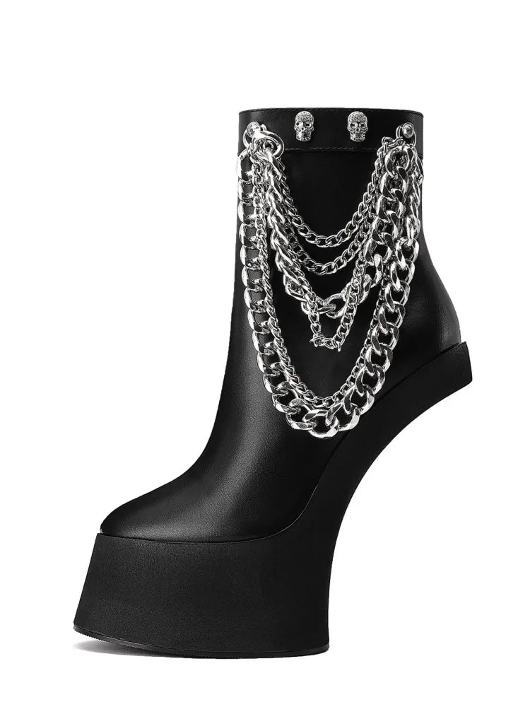 2026 Women's Platform Horseshoe Shaped High-heeled Short Boots Sexy Nightclub Role-playing Women's Ankle Boots