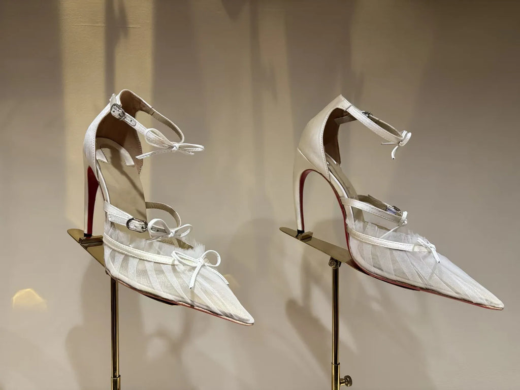 2026 Women's Summer Pointed Stiletto Lace Bow Sandals Fashion Fashion Show Party Wedding Ballet Women's High Heels