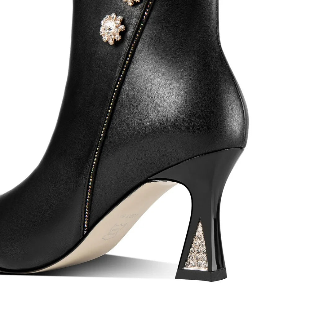 Women Handmade Genuine Leather Soft and comfortable New Autumn Winter High Heel Pointed Toe Fce Lined ular 33-43