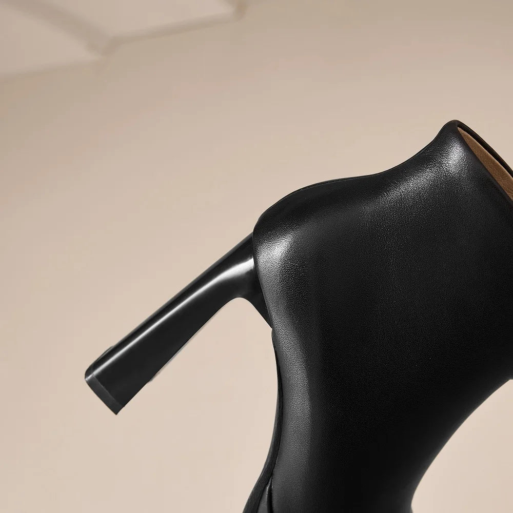 Handmade Women's Genuine Leather Ankle Boots Luxury Minimalist Autumn Winter Pointed Toe Female Fashion Footwear