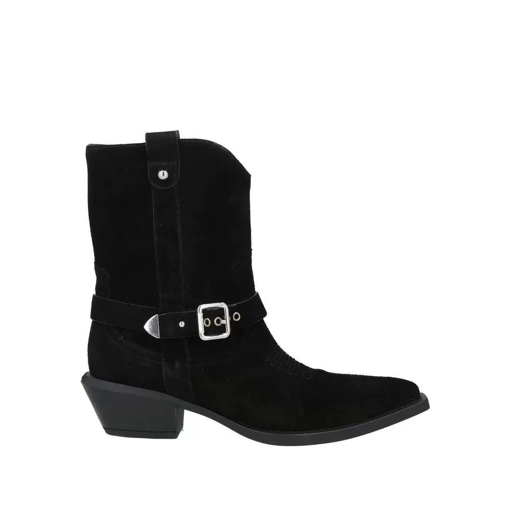 Spring and Autumn Women's Thick High-heeled Short Boots with Pointed Embroidery, Women's Plus Size Short Boots, Knight Boots