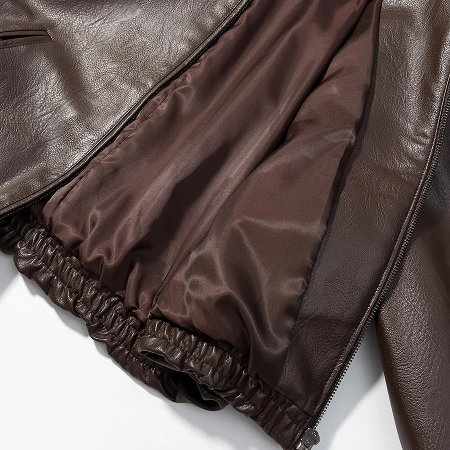 2025 Autumn/Winter New Women's Fashion Style Collar Zipper Long Sleeve Imitation Leather Coat