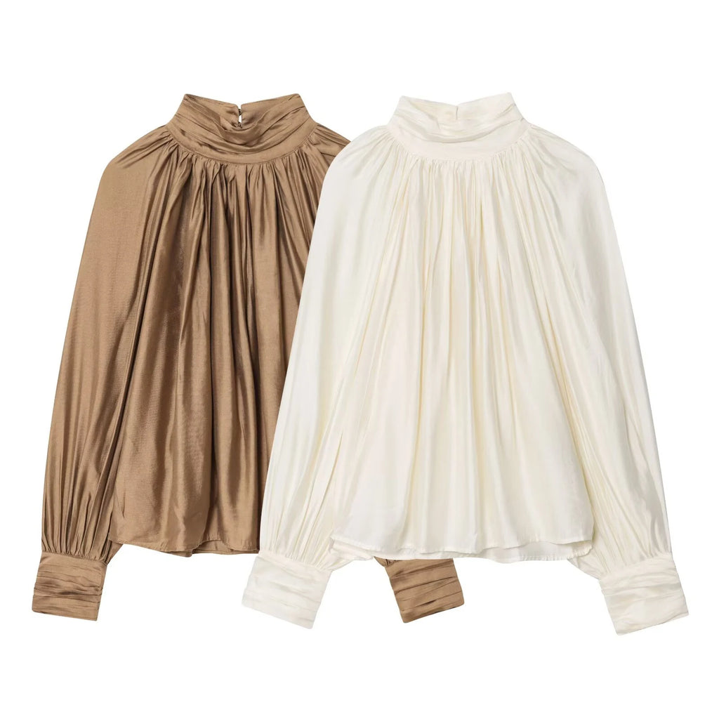 2025 Autumn New Women's Clothing European and American Style Fashion Personalized Temperament Versatile Hanging Fold Top