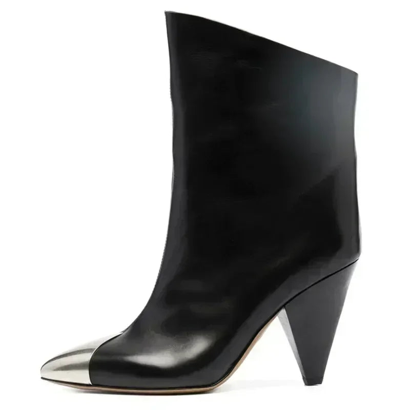 2026 European and American New Pointed Women's Short Boots with Conical High Heels Fashion 34-45 Size Large Women's Long Boots