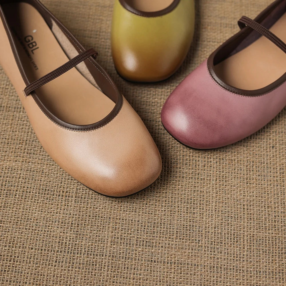 Hot Sales Ballet Flat Shoes For Women Handmade Genuine Leather Round Toe Loafers Female Comfort Leisure Walk Shoe