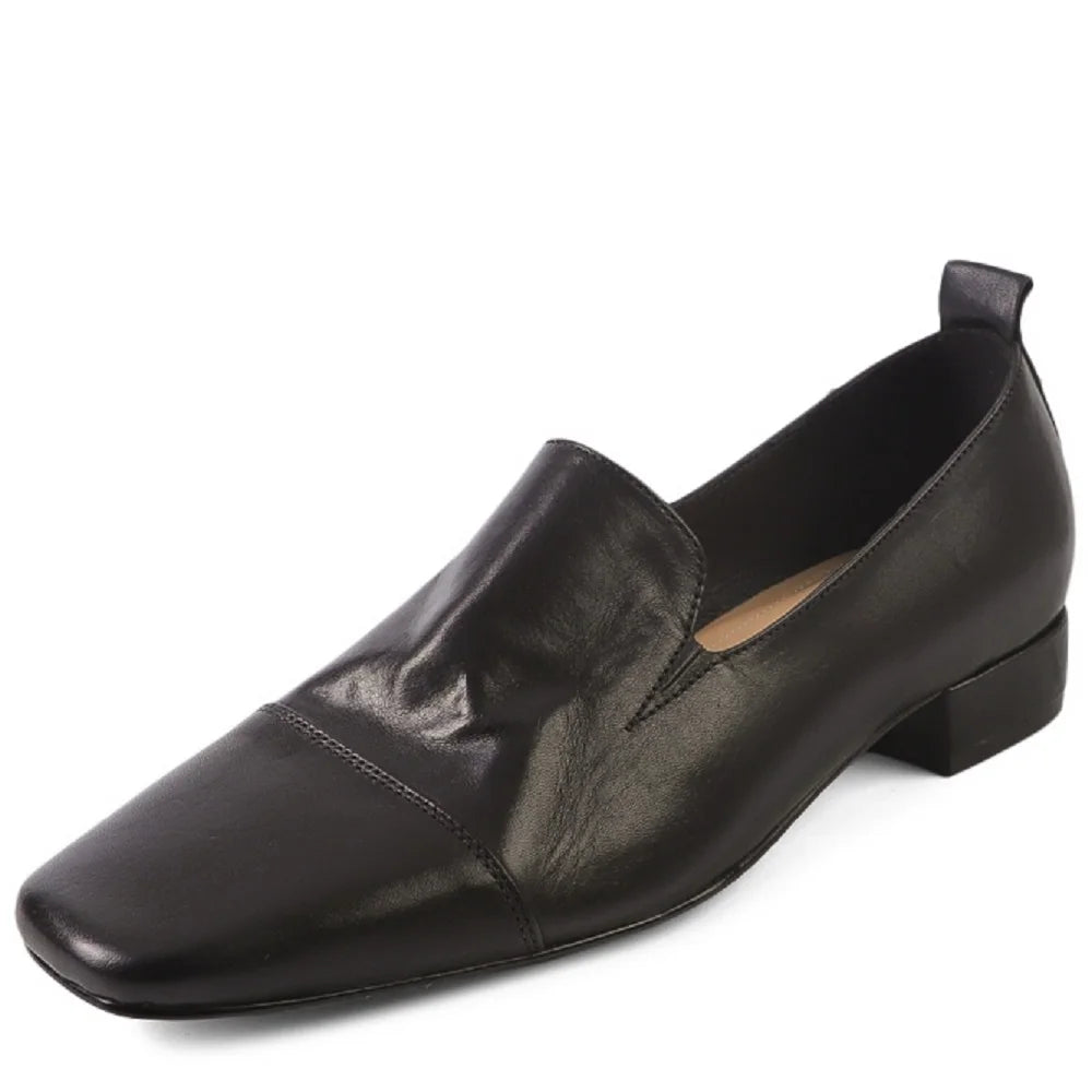 Women's Handmade Genuine Leather Soft and comfortable Shoes Chunky Mid Heel Large Retro Single Shoes 34-40