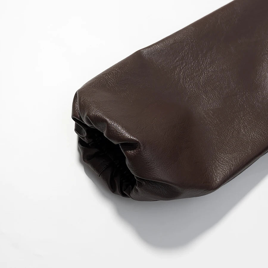 2025 Autumn/Winter New Women's Fashion Style Collar Zipper Long Sleeve Imitation Leather Coat