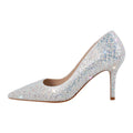 Women Pointed Toe Rhinestone Sparkling Glitter High Heels Slip On Stiletto Wedding Dress Prom Party Silver Pumps