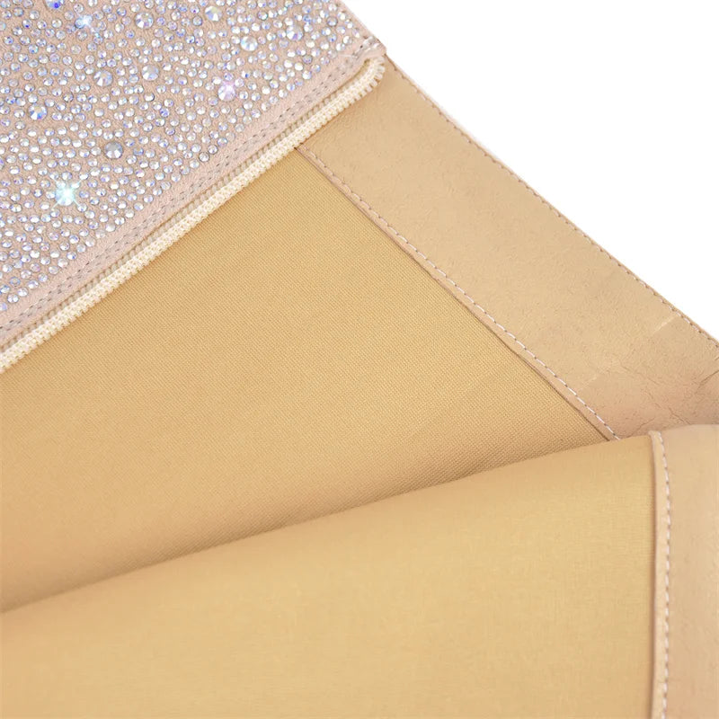 Onlymaker Women Sliver Rhinestone  Knee High Boots Side Zipper Fashion Handmade Chuny Heel Boots