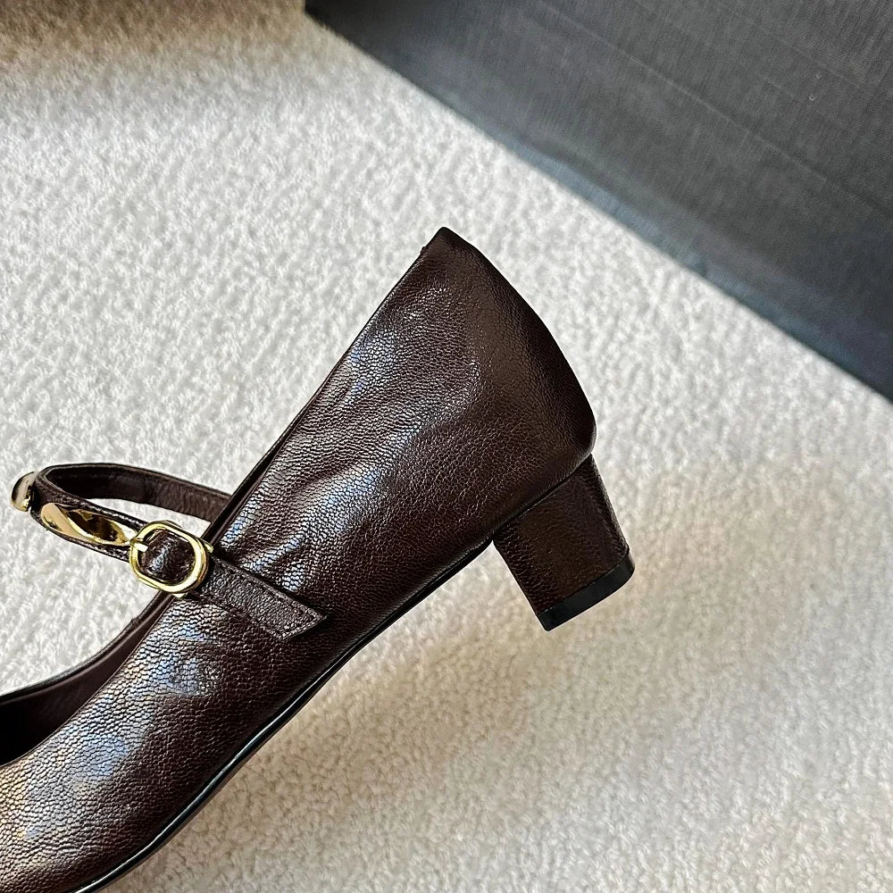 Handmade Genuine Leather Comfortable Mid Heel Single oes Women Work oes Easy to Wear And Not Tiring 34-40
