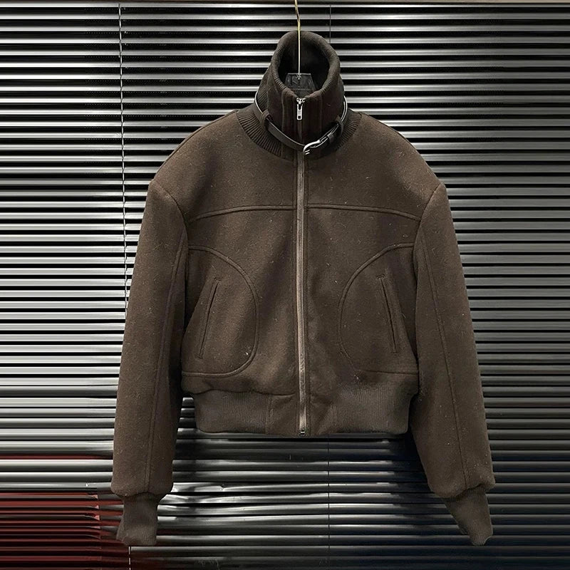 2026 Autumn Winter New Plush Reversible Wool Coat For Women Warm Fashion Print Stand Collar Short Jacket Female 1A1609