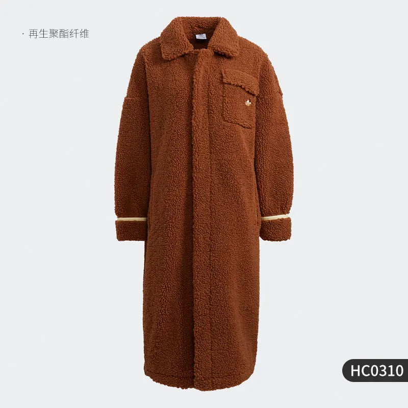 Adidas Official Genuine Three Stripes Women's Long Warm Fleece Coat HC0310