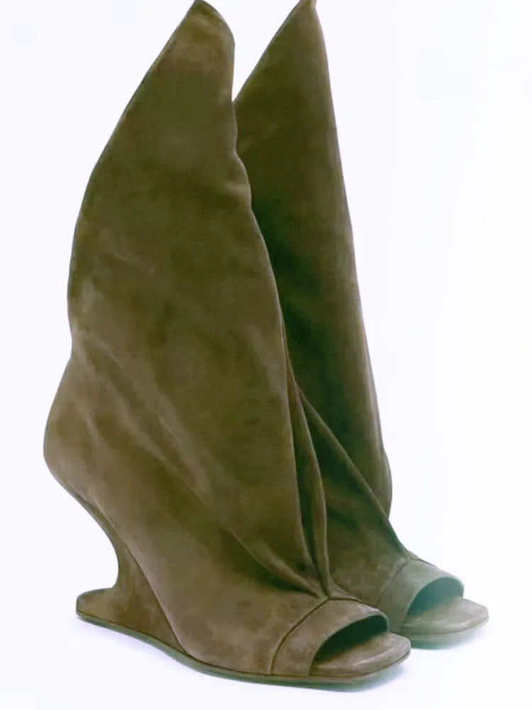 2026. New Thick High Heel Open toed Short Boots Fashion Alien Heel Fish Mouth Cool Boots Spring/Summer Women's Short Boots