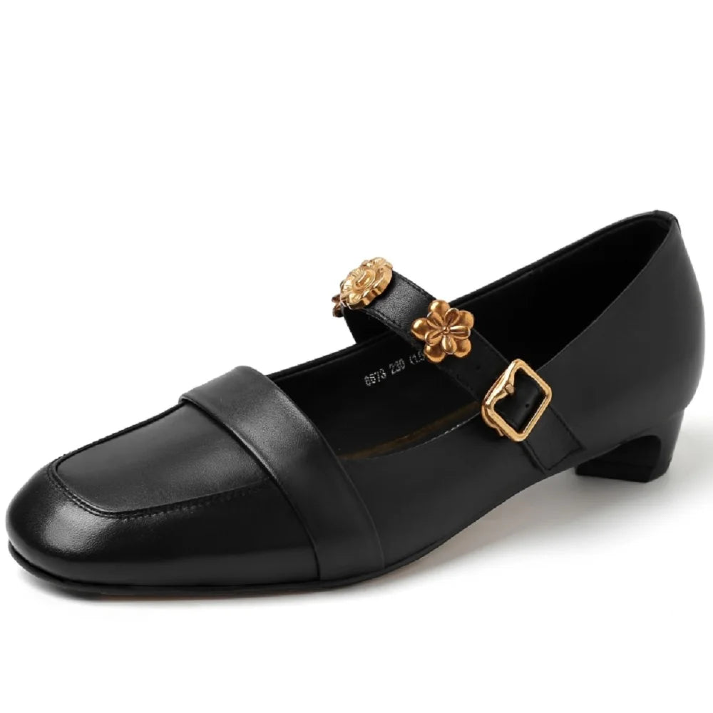 Handmade Genuine Leather Soft and comfortable Metal Buckle Low Cut Toe New Style Versatile Style 33-40