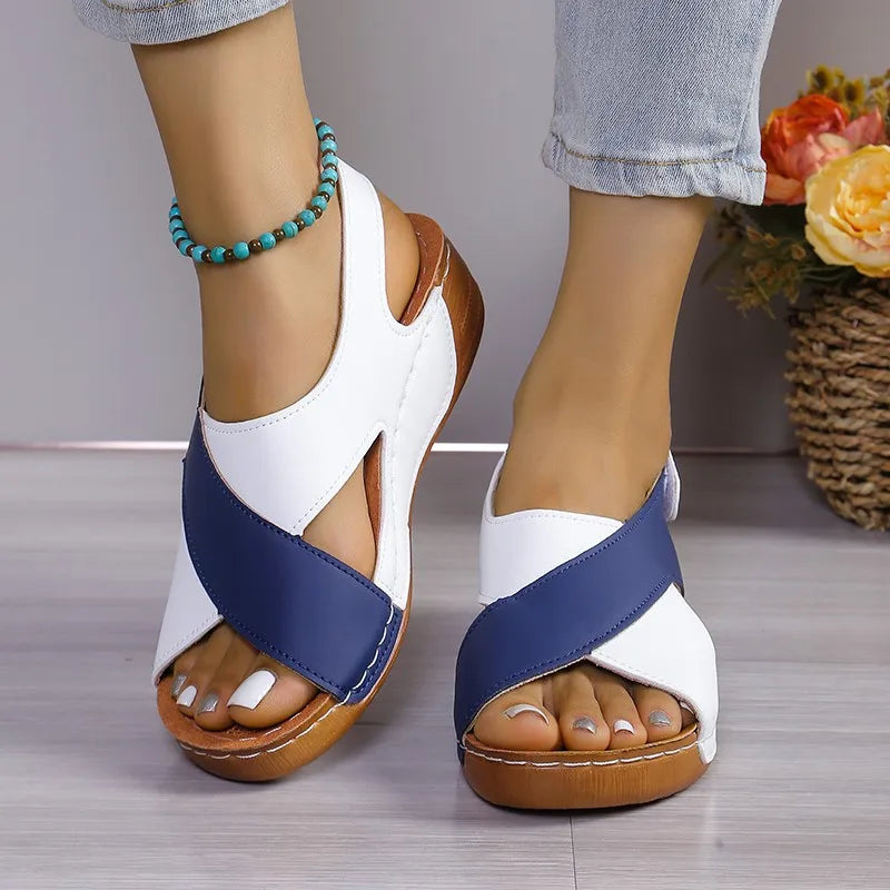 Sandalias De Mujer Summer Patchwork Color Wedge Sandals for Women Comfortable
